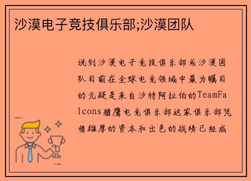 沙漠电子竞技俱乐部;沙漠团队